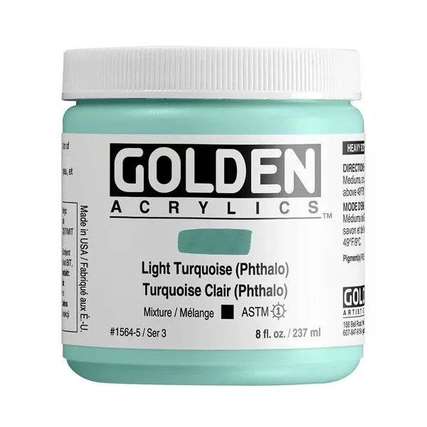 Akrylová barva Golden HEAVY BODY 237 ml - varianty - Light Turquoise (Phthalo) 1564