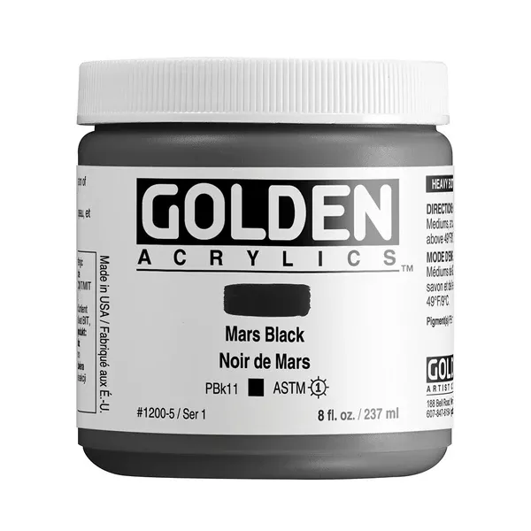 Akrylová barva Golden HEAVY BODY 237 ml - varianty - Mars Black 1200
