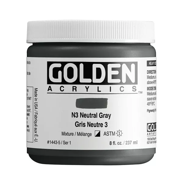 Akrylová barva Golden HEAVY BODY 237 ml - varianty - N3 Neutral Gray 1443