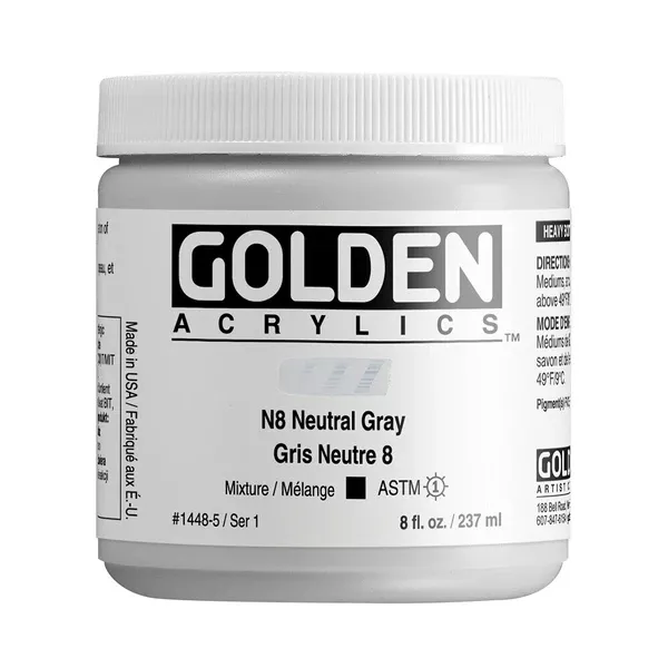 Akrylová barva Golden HEAVY BODY 237 ml - varianty - N8 Neutral Gray 1448