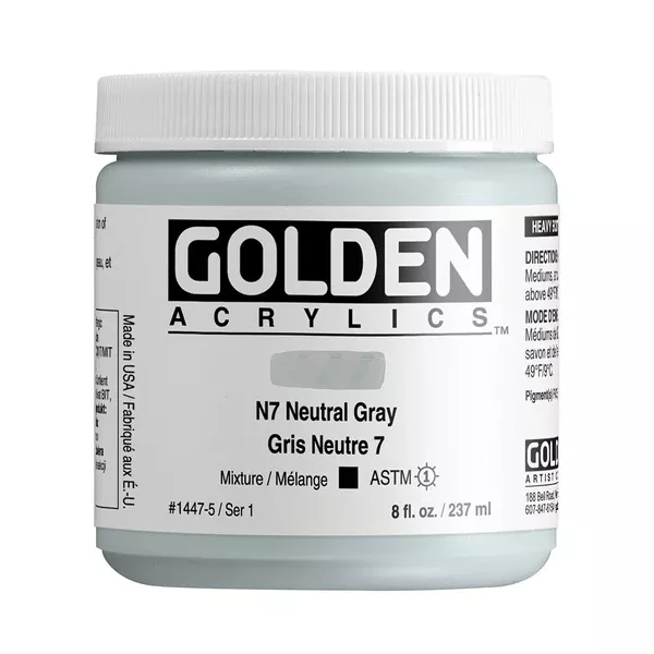 Akrylová barva Golden HEAVY BODY 237 ml - varianty - N7 Neutral Gray 1447