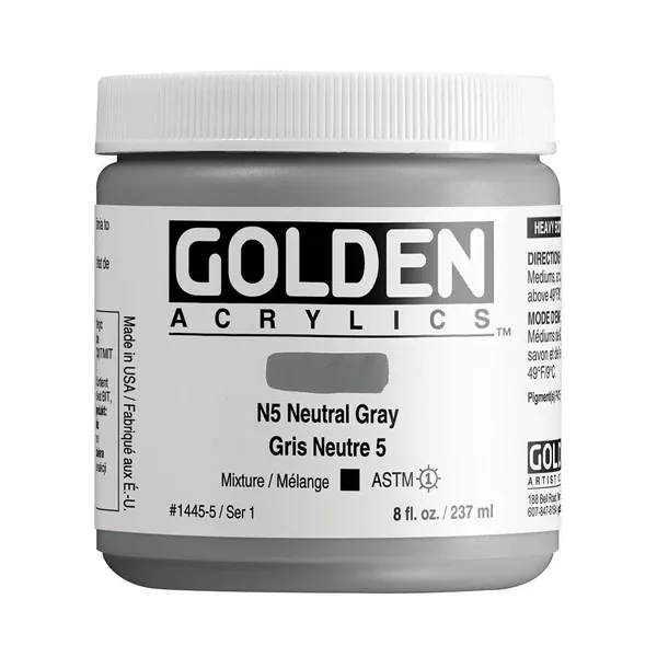 Akrylová barva Golden HEAVY BODY 237 ml - varianty - N5 Neutral Gray 1445
