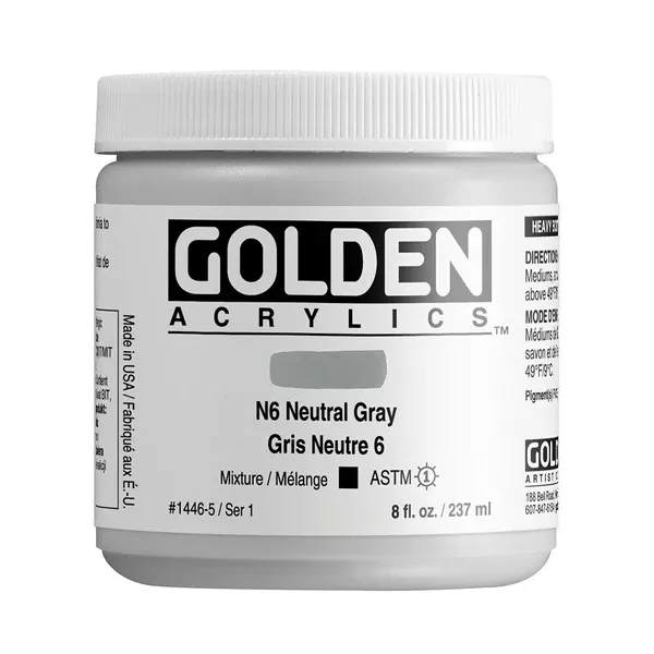 Akrylová barva Golden HEAVY BODY 237 ml - varianty - N6 Neutral Gray 1446
