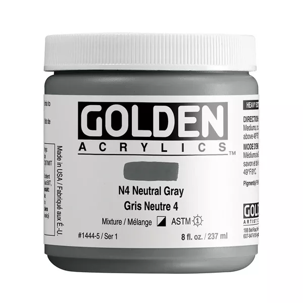 Akrylová barva Golden HEAVY BODY 237 ml - varianty - N4 Neutral Gray 1444