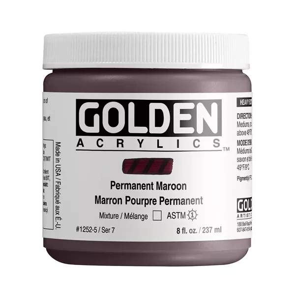 Akrylová barva Golden HEAVY BODY 237 ml - varianty - Permanent Maroon 1252