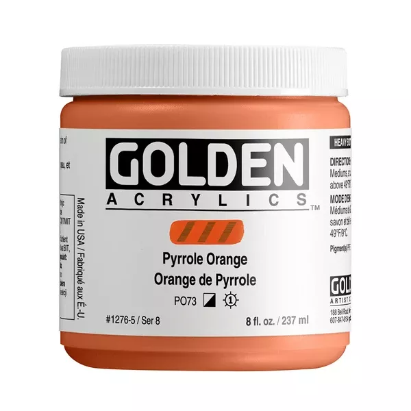Akrylová barva Golden HEAVY BODY 237 ml - varianty - Pyrrole Orange 1276