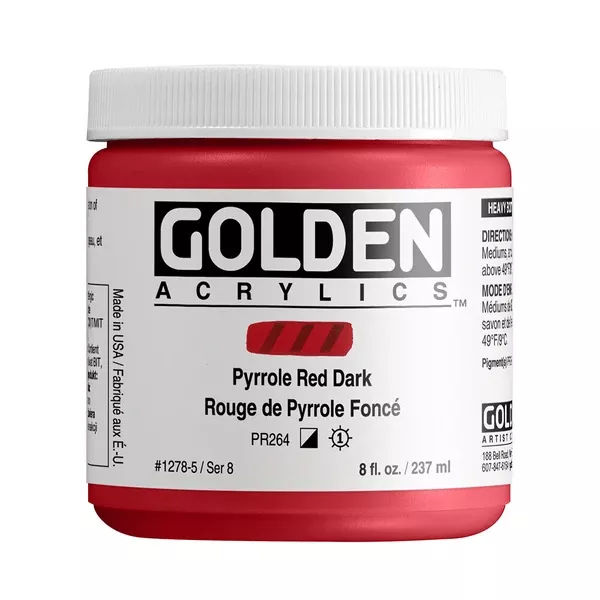 Akrylová barva Golden HEAVY BODY 237 ml - varianty - Pyrrole Red Dark 1278