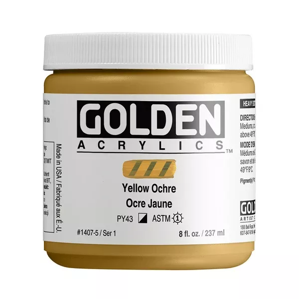 Akrylová barva Golden HEAVY BODY 237 ml - varianty - Yellow Ochre 1407