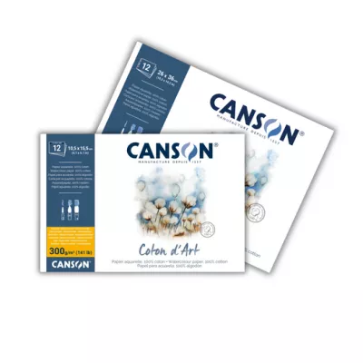 Bavlněný akvarel. Canson Coton d’Art, lepený - varianty | Canson Coton d’Art, lepený - 10,5 x 15,5 cm, Canson Coton d’Art, lepený - 23 x 31 cm, Canson Coton d’Art, lepený - 26 x 36 cm