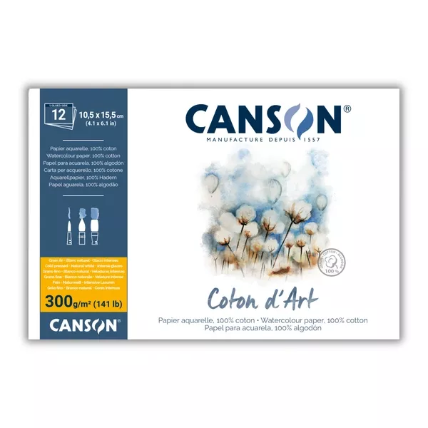 Bavlněný akvarel. Canson Coton d’Art, lepený - varianty