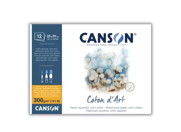 Bavlněný akvarel. Canson Coton d’Art, lepený - varianty - Canson Coton d’Art, lepený - 23 x 31 cm