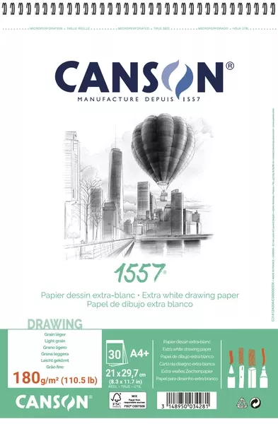 Canson 1557 skicák 30l LG 180g - varianty - 1557 skicák krouž. vazba A4+ - 30l