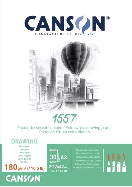 Canson 1557 skicák 30l LG 180g - varianty - 1557 skicák lepený - A3 30l