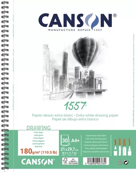 Canson 1557 skicák 30l LG 180g - varianty - 1557 skicák krouž. vazba A4+ - 30l