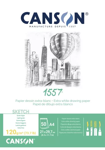 Canson 1557 skicák 50l LG 120g - varianty - 1557 skicák lepený - A4 50l