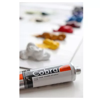 Dárková sada vodou ředitelných olejových barev Cobra Artist - 10 x 40 ml + příslušenstvím