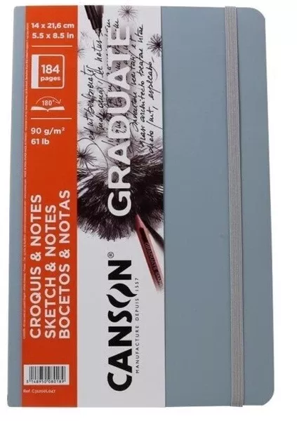 Graduate Book skicák 14x21,6cm 184 S 90g - varianty - 14x21,6cm 184 S 90g Sv. šedý Canson