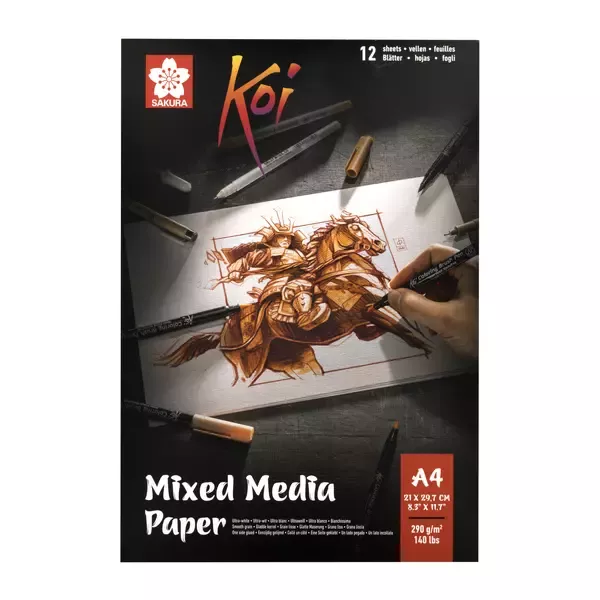 Skicák KOI MixMedia lepený 290g 12l - varianty - A4 290g 12 listů Sakura