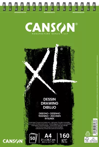 XL Dessin skicák krouž.vazba A5 30l LG 160g - XL Dessin Blok - A4 Canson