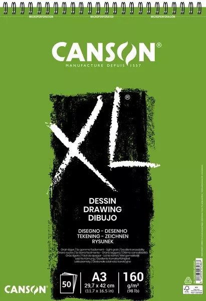 XL Dessin skicák krouž.vazba A5 30l LG 160g - XL Dessin Blok - A3 Canson