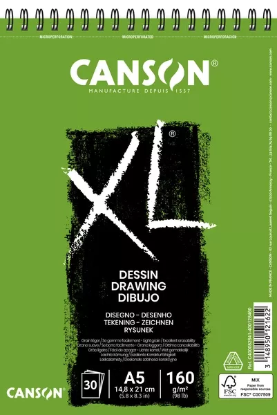 XL Dessin skicák krouž.vazba A5 30l LG 160g Canson