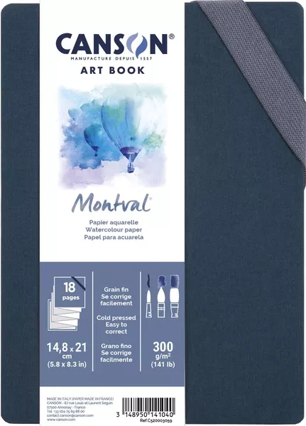 Akvarelové leporelo Montval® Art Book - Cold Pressed, 300 g/m²- varianty - Art Book - 14,8 x 21 cm Canson