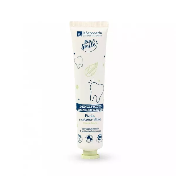 Bělicí zubní pasta WonderWhite - máta a aktivní uhlí BIO (75 ml) laSaponaria