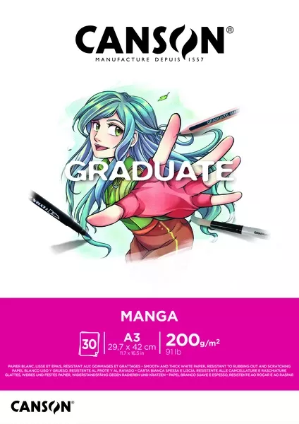 Graduate Manga skicák lepený 30l S 200g - varianty - Graduate Manga skicák lepený - A3 Canson