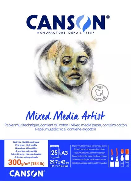 Mixed Media Artist skicák lepený 25l FG 300g - varianty - Mixed Media skicák lepený - A3 Canson