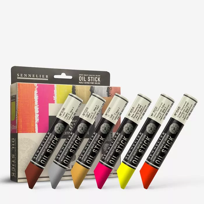 Oil stick sada 6ks fluorescent + metallic Sennelier