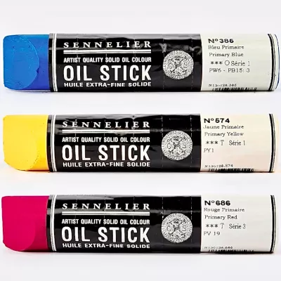 Oil Stick Sennelier  96ml  - varianty  | Oil stick Large size S1 - 759 Mars Black, Oil stick Large size S1 - 250 Fresh ochre, Oil stick Large size S1 - 385 Primary blue, Oil stick Large size S1 - 574 Primary yellow, Oil stick Large size S1 - 755 Ivory black, Oil stick Large size S3 - 686 Primary red, Oil stick Large size  S1 - 136 Titanium Buff, Oil stick Large size S3 - 687 Cadmium orange