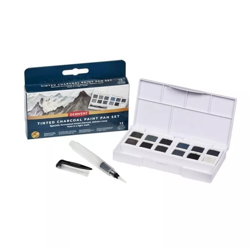 Sada Tinted Charcoal PAINT SET - 12ks Derwent