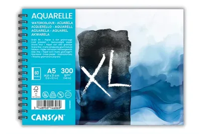Skicák Canson XL Blok spirálový, akvarelový A5, 300 g, 60 listů, lisovaný za studena