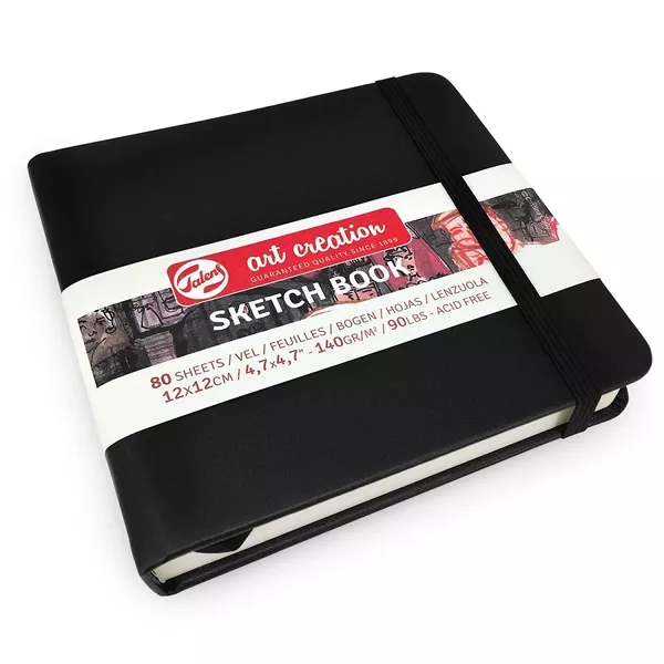 Skicák v pevné vazbě Art Creation - Černý 140g - varianty - Skicák v pevné vazbě Art Creation - Black Čtverec 12x12cm