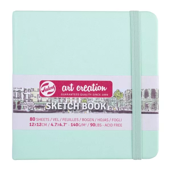 Skicák v pevné vazbě Art Creation - MINT 140g - varianty - Skicák v pevné vazbě Art Creation - MINT Čtverec 12x12cm