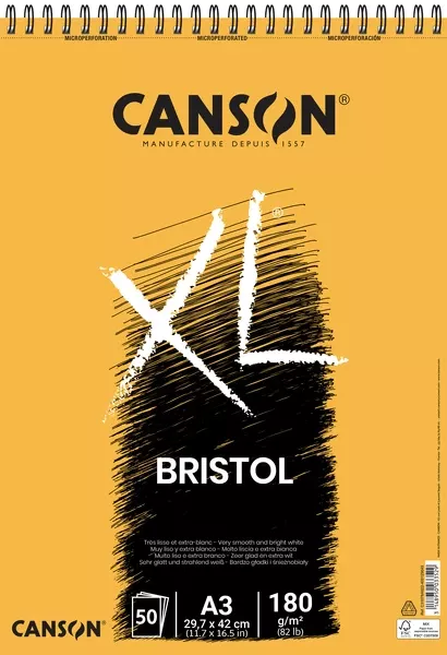 XL Bristol skicák kroužková vazba A4 50l VS 180g - XL Bristol skicák kroužková vazba - A3 Canson