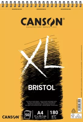 XL Bristol skicák kroužková vazba A4 50l VS 180g Canson