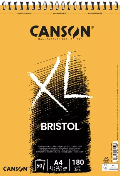 XL Bristol skicák kroužková vazba A4 50l VS 180g Canson