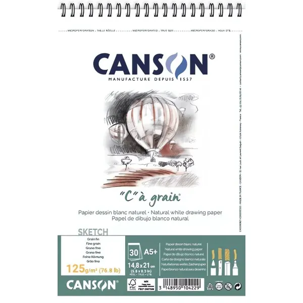 "C" à grain skicák - (125g/m2, 30 archů) Canson