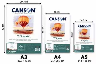 "C" à grain skicák - (224g/m2, 30 archů) - varianty | A5 - kroužková vazba, A4 - kroužková vazba, A3 - kroužková vazba, A5 - lepený na krátké straně, A4 - lepený na krátké straně, A3 - lepený na krátké straně