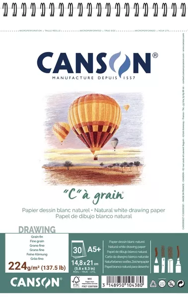 "C" à grain skicák - (224g/m2, 30 archů) - varianty Canson