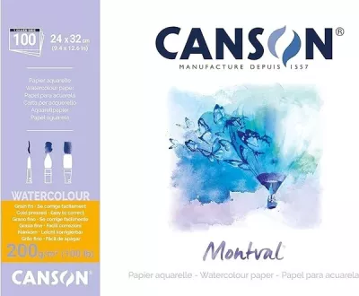 Montval Aquarelle skicák - lepený na krátké straně (300g/m2, 12 archů) - varianty Canson
