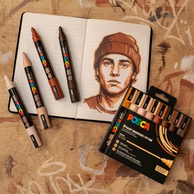 Sada Posca PORTRAIT - PC-5M akrylové popisovače - 8 ks