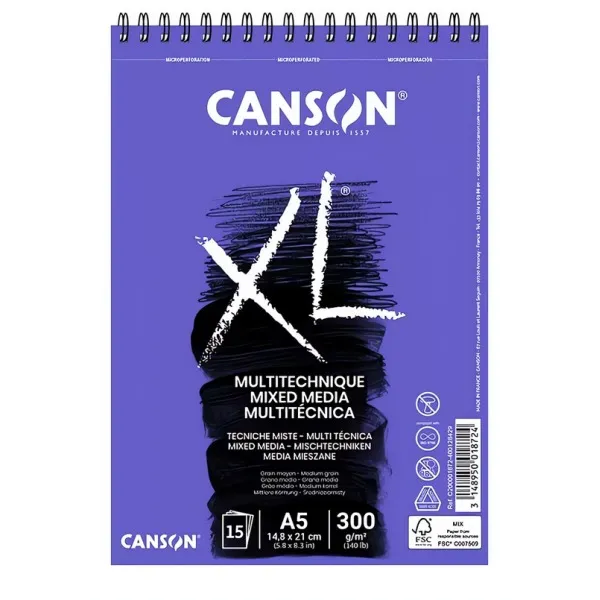 Umělecký blok Canson XL MEDIA - (300g) kroužková vazba - varianty