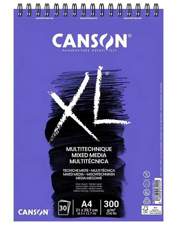 Umělecký blok Canson XL MEDIA - (300g) kroužková vazba - varianty - A4 - 30 archů