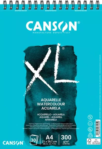 Umělecký blok XL Aqarelle Canson - (300g) kroužková vazba - varianty - A4 - 30 archů