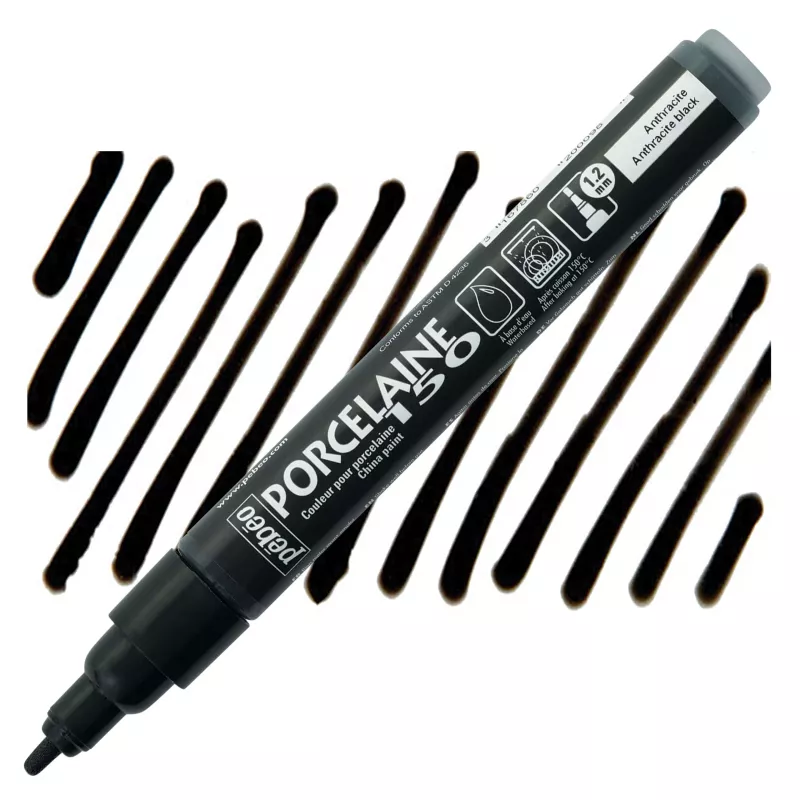 Vypalovací fixy na keramiku - klasický hrot 1,2mm - 09 Anthracite Black Pebeo