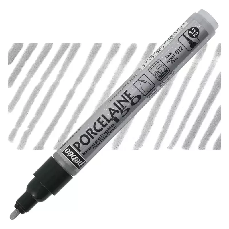 Vypalovací fixy na keramiku - klasický hrot 1,2mm - 12 Silver Pebeo