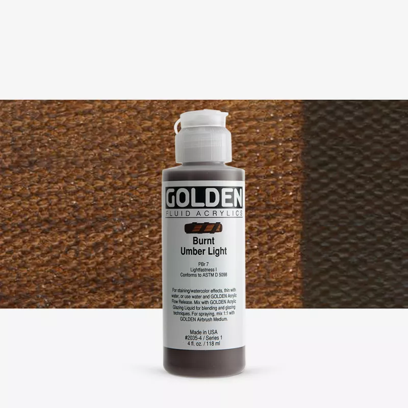 Akrylová barva Golden FLUID 118 ml - varianty - Burnt Umber Light 2035