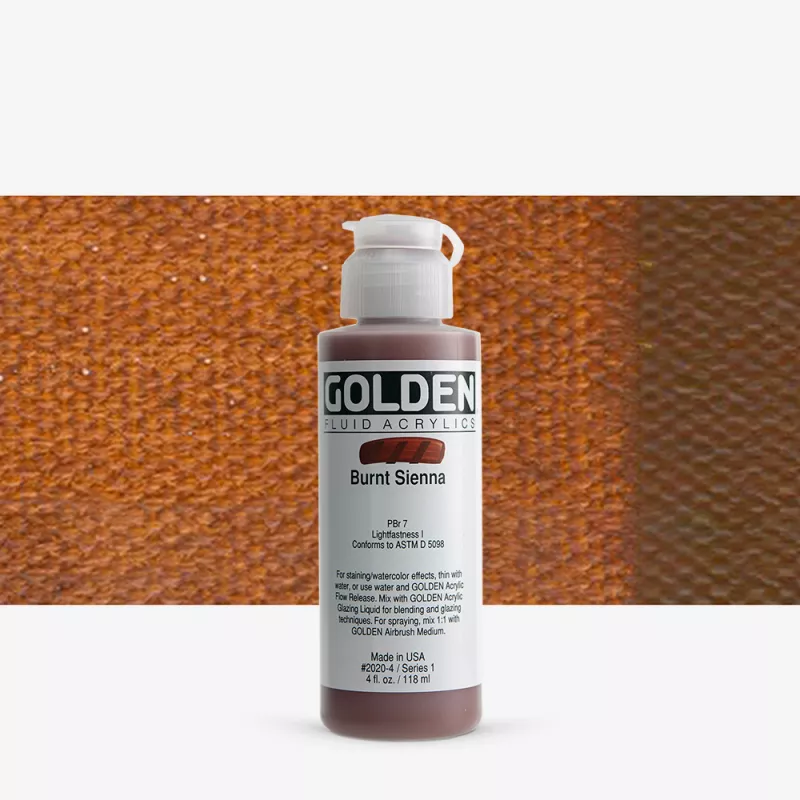 Akrylová barva Golden FLUID 118 ml - varianty - Burnt Sienna 2020